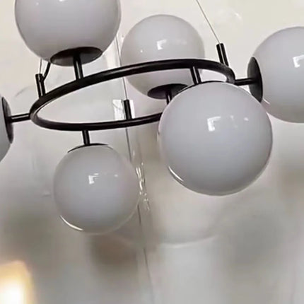 Lustre en verre avec anneau noir réglable au design moderne — LZ4X9T1