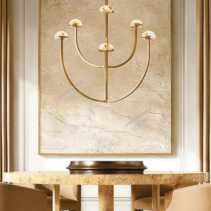 Lustre en marbre naturel espagnol avec LED et finition cuivre style rétro — LZ4X9T1