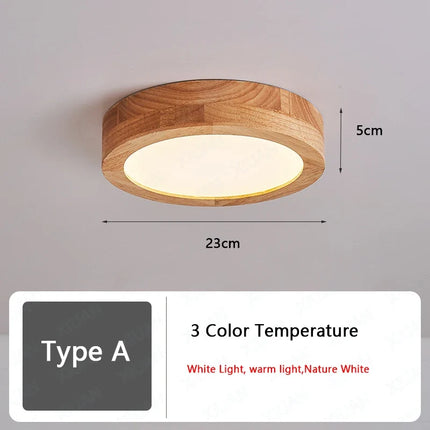 Plafonnier LED en bois nordique avec 3 températures de couleur pour couloir et entrée — LZ4P9XQ