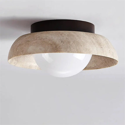 Plafonnier rond en travertin jaune naturel style nordique — LZ4X9JQ