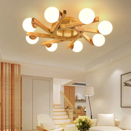 Lustre en bois au design nordique lumineux pour intérieur — LZ4P9XJ