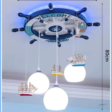 Lustre suspension gouvernail méditerranéen avec rétroéclairage RGB pour enfants — LZ4X9P