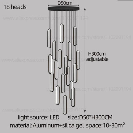 Lustre ovale LED minimaliste pour duplex et penthouse hôtelier — LZ4Q9X2