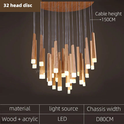 Lustre suspendu moderne en bois pour tous espaces — LZ4N7Q2