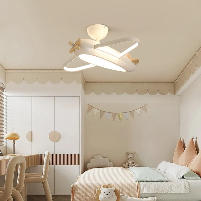 Plafonnier en bois avion style dessin animé pour chambre enfant — LZ4X9P