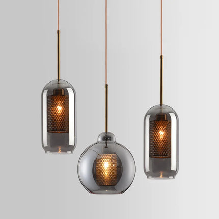 Suspension nordique avec abat-jour boule en verre pour salle à manger et chambre — LZ4X9T2