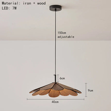 Suspension en bois design coréen forme pétale pour intérieur — LZ4X9M