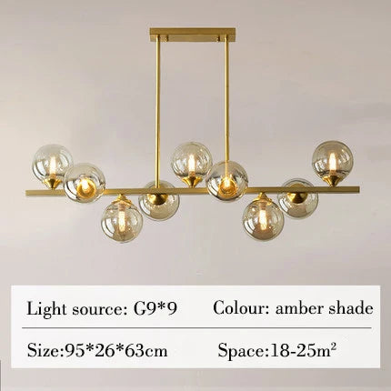 Lustre suspension en cuivre avec globe en verre pour intérieur — LZ4X9P2