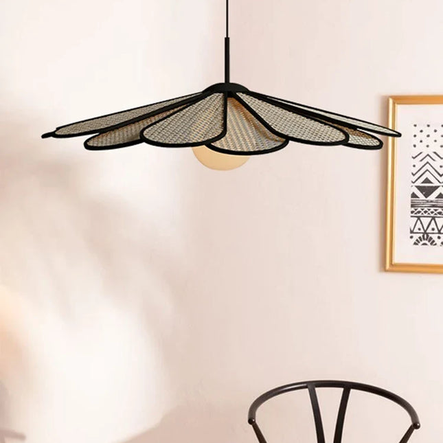 lustre créatif en rotin style japonais moderne pour intérieur élégant