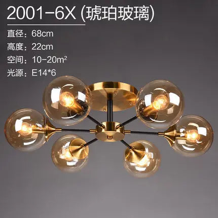 Lustre boule en verre transparent et gris fumé design LED — LZ4X9T1