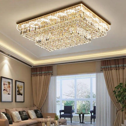 Plafonnier LED variable en cristal et acier inoxydable pour intérieur moderne — LZ7D4Q