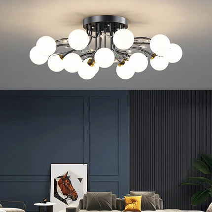 Lustre suspension boule en verre doré style nordique — LZ4X9P2