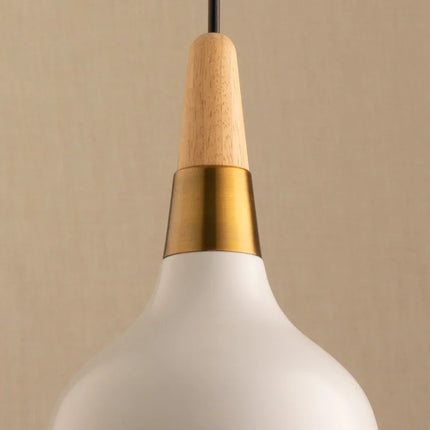 Suspension LED nordique en fil de fer forme macaron bois — LZ4X9P2