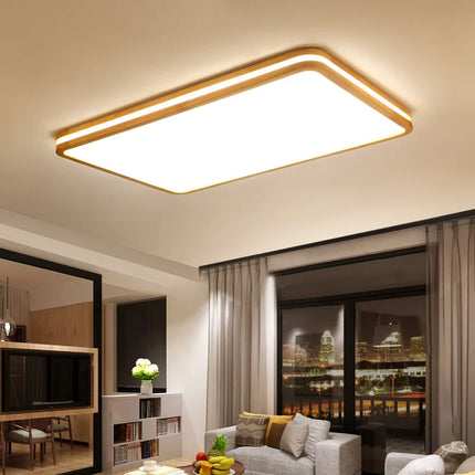 Lustre en bois moderne avec LED et télécommande — LZ4X9P2Q