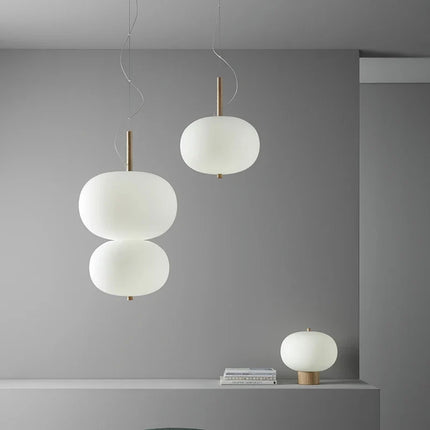 Suspension salon design nordique avec grande boule en verre et bois — LZ4X9T2