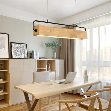 Suspension LED en bois style nordique japonais moderne — LZ4X9T