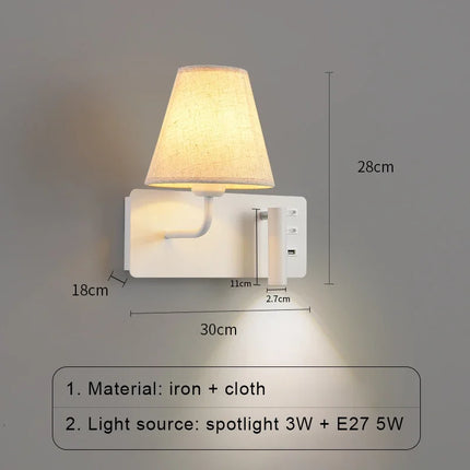 Applique murale LED nordique moderne avec interrupteur USB pour hôtel — LZ4X9P2