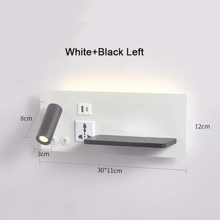 Applique murale avec lampe de chevet, chargeur sans fil USB-C et projecteur rotatif — LZ4X9P2