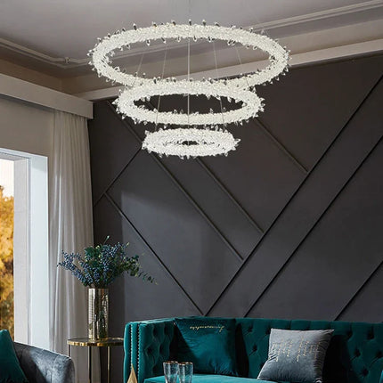 Lustre suspendu en cristal à motifs fleurs de glace élégant — LZ4XJ9
