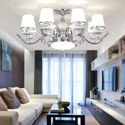 Lustre moderne chromé avec abat-jours blancs — LZ4XJ9