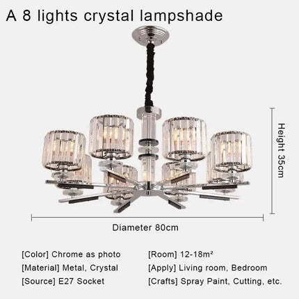 Lustre nordique en cristal avec métal chromé et verre transparent — LZ4X9M