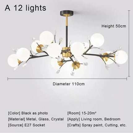 Lustre LED en cristal style nordique pour décoration intérieure — LZ4X9T