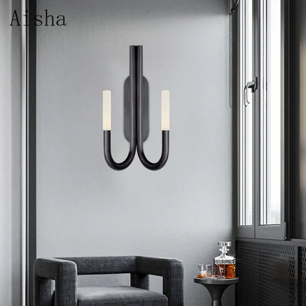 Applique murale nordique double tête rétro pour décoration intérieure — LZ4QJ7