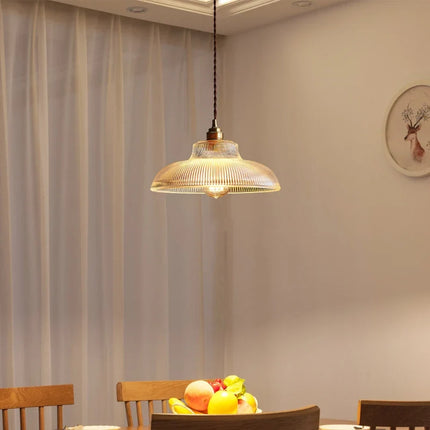 Suspension vintage en verre, bois de noyer et laiton — LZ4D7XQ