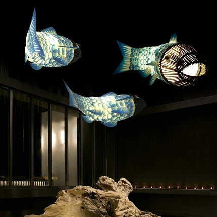 Suspension en bois design poisson style chinois pour restaurant — LZ4X9M