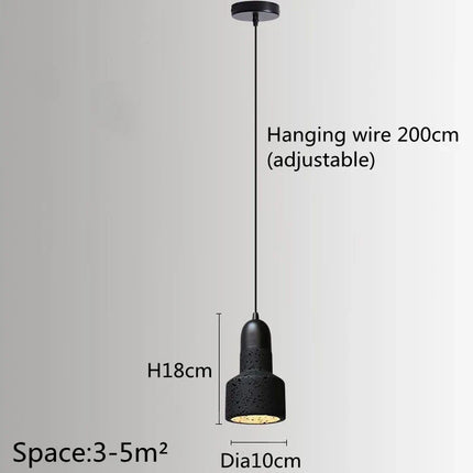 Suspension De Style Industriel Rétro Trou Noir Pierre LED Pendel Art Nordique Design Lustre pour Bar Salle À Manger Chambre