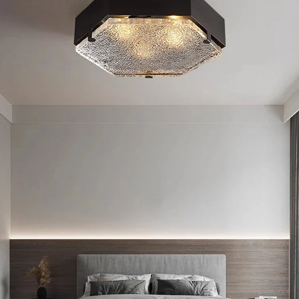 Plafonnier en cuivre avec verre ondulé pour intérieur moderne — LZ4X7Q