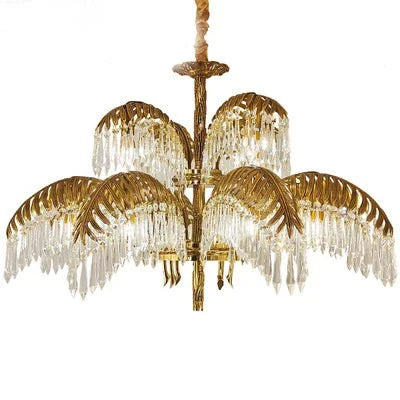 Lustre en cuivre orné de cristal pour décoration rétro élégante — LZ4X9J