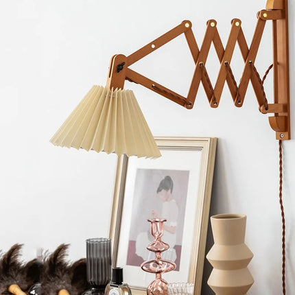 Applique murale LED télescopique style japonais en bois pour salon et chambre — LZ4QX9