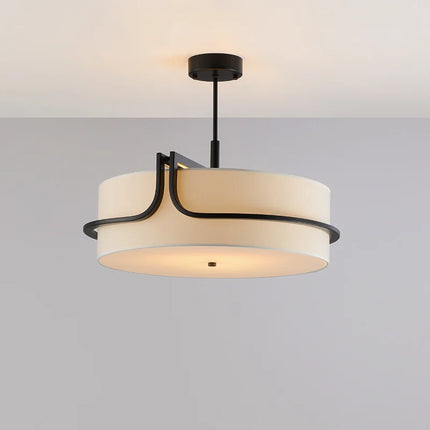 Plafonnier design luxe en cuivre avec abat-jour en tissu — LZ4X9T2