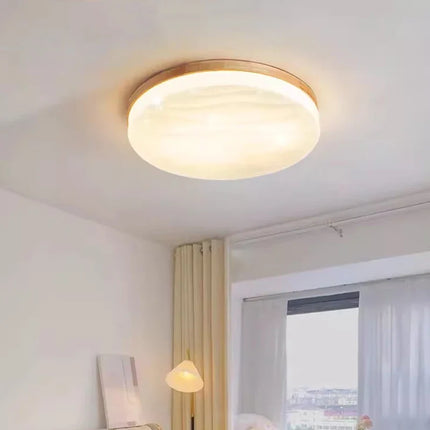 Plafonnier LED rond en bois style nordique décoratif intérieur — LZ7D9X