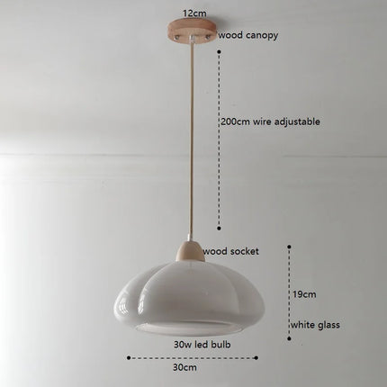 Suspension citrouille en verre LED style japonais vintage bois — LZ4X9P