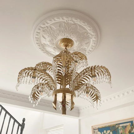 Lustre en cuivre orné de cristal pour décoration rétro élégante — LZ4X9J