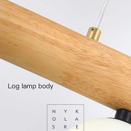 Lustre moderne en bois avec verre laiteux pour intérieur contemporain — LZ4P9XJ