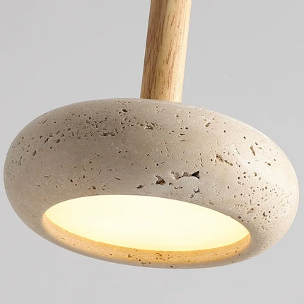 Suspension LED moderne en pierre et bois style japonais — LZ4G7T9