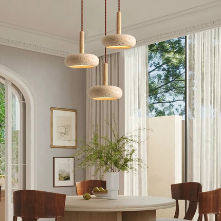 Suspension LED moderne en pierre et bois style japonais — LZ4G7T9