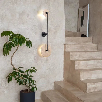 Applique murale japonaise en travertin jaune avec éclairage LED pour décoration hôtel — LZ4X9T1