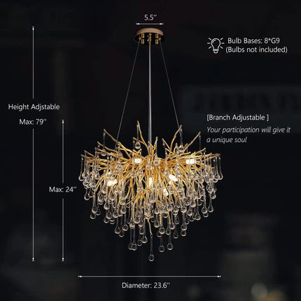 Lustre suspension moderne en cristal goutte de pluie décoratif — LZ4P9XJ