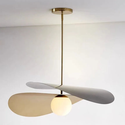 Suspension design en métal avec abat-jour tissu motif lotus style loft — LZ4D9XQ
