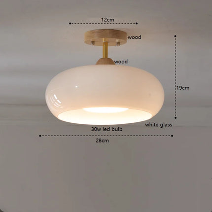 Suspension citrouille en verre LED style japonais vintage bois — LZ4X9P