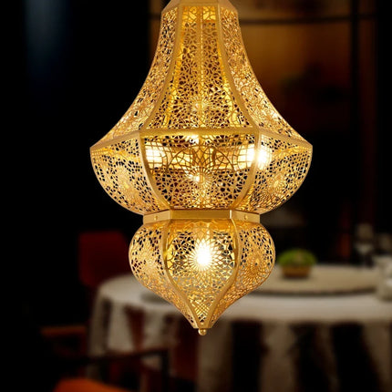 suspension vintage asiatique design doré pour bar et restaurant