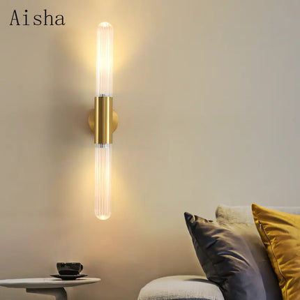 Applique murale décorative en verre doré lumineux design moderne — LZ4X9T2