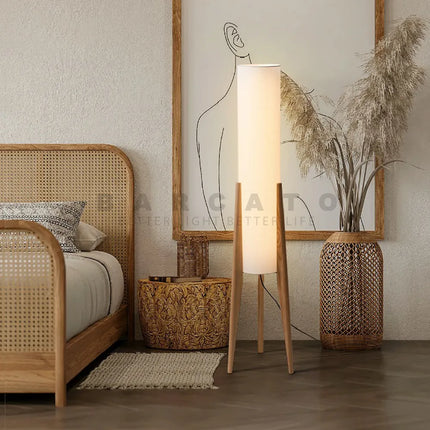 Lampadaire japonais en bois massif style rétro wabi-sabi — LZ4X9T2