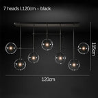 7 têtes noir L120cm / Lumière froide