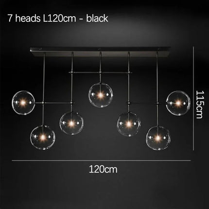 Suspension boule de verre LED design nordique noir et or pour salon — LZ4X9P2
