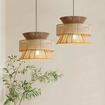 Suspension rotin cannage style Sabi Wabi chinois — LZ4X9Q2